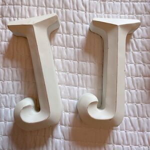 Marshall's Distressed Initials "J" and "J" Decor Cream Cottage/Farmhouse